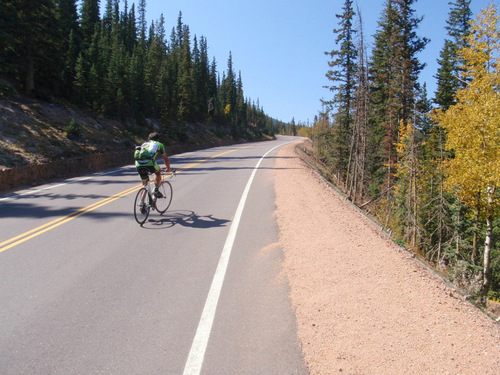 Cyclist climbing Pikes Peak.